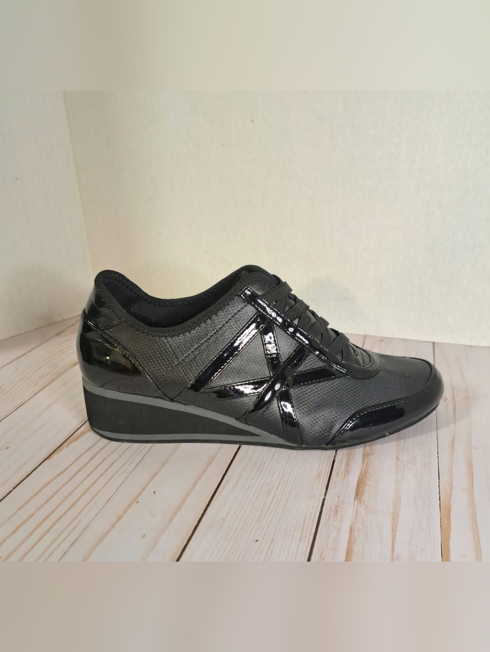 DKNY Black Wedge Sneakers
